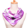 Fashion women print polyester square chains silk satin scarf